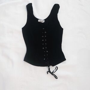 Pastels Black Lace-Up Tank